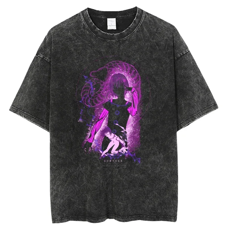 Wholesale The Evevn Deadly Sins Anime T Shirt Men Vintage Washed 100% Cotton T Shirts for Men Hip Hop Streetwear Harajuku Tshirt