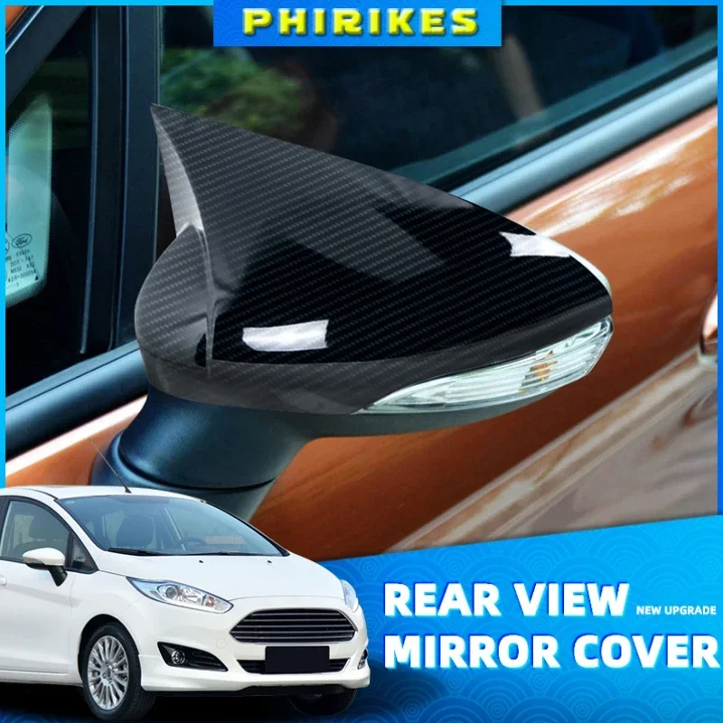 Bat Style Mirror Cover For Ford Fiesta 2008 2017 Rearview Mirror Cover 2Pieces Cover Glossy Black Car Accessories