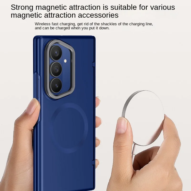 Built-in Magsafe Magnetic with Tempered Glass Film Holder Phone Case for Samsung Galaxy Z Fold 7 Spring Hinge Protect Back Cover