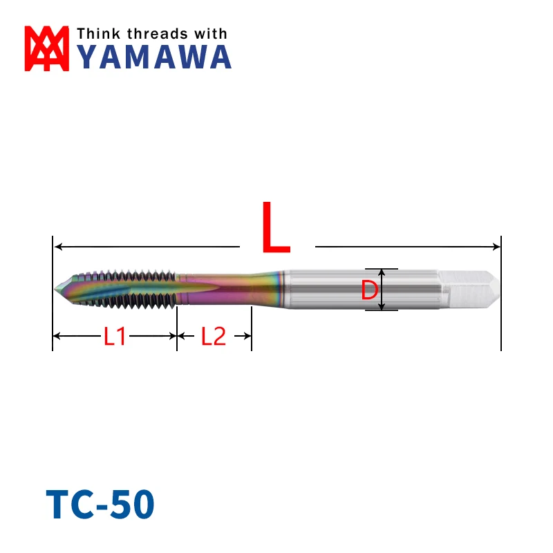 EIMOGE TAP Japan Original YAMAWA HSS-E TC50/TIN/TICN Coating Spiral Point Tap M1-M4.5 Machine Screw Thread Taps 1PCS