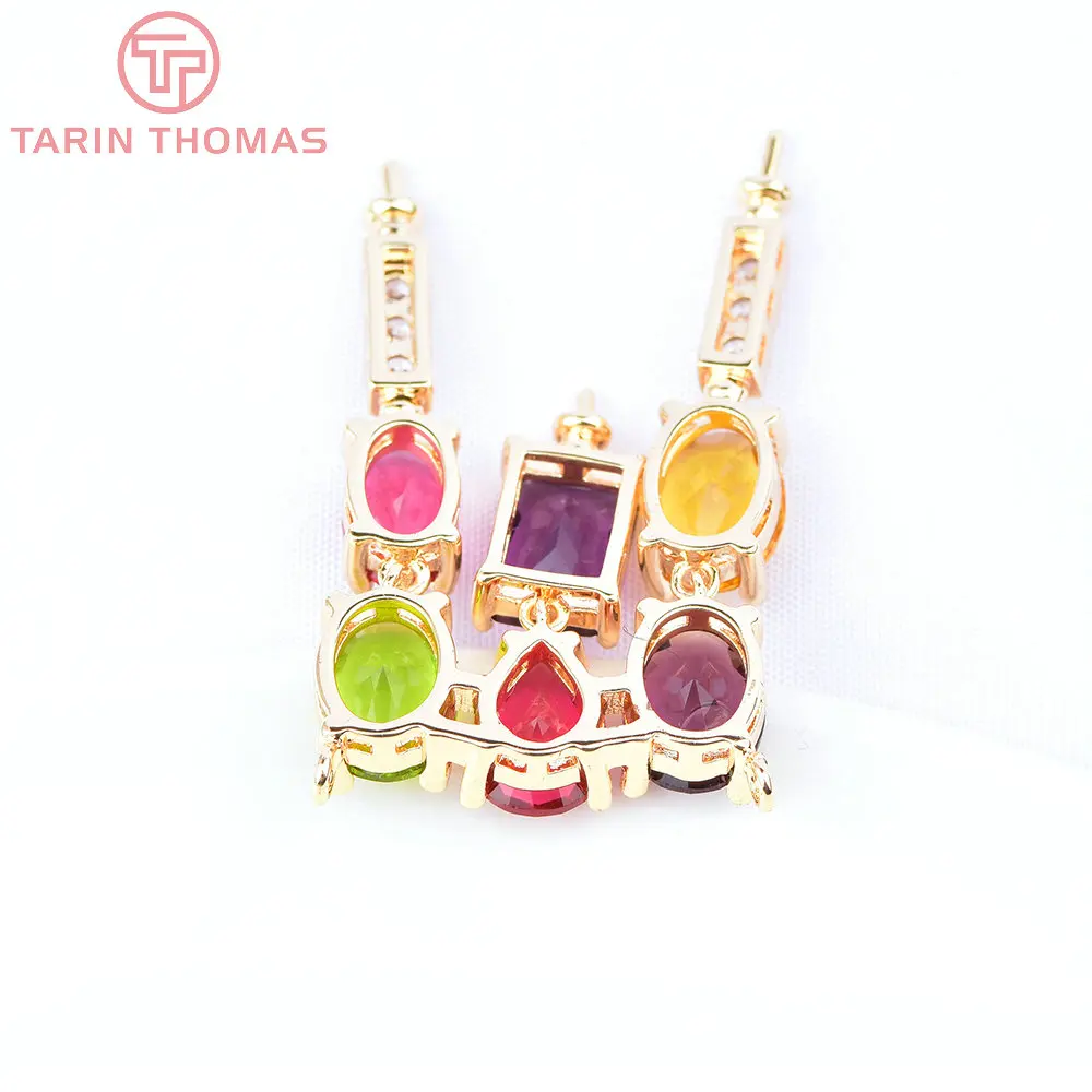 (6618) 1Piece 19x35MM 24K Gold Color Brass with Zircon Tassel Charms Pendants High Quality DIY Jewelry Making Findings Wholesale