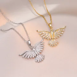 Fashion Phoenix Necklace Zircon Pendant Stainless Steel Chain Gifts for Women Girls Daily Party Accessories