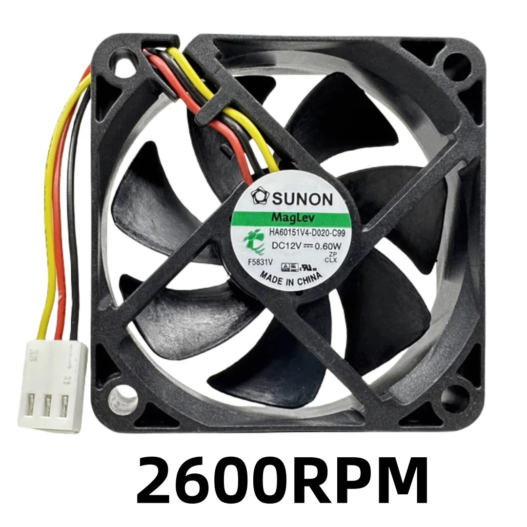 60mm 6015 Fan, 12V Power, Small 2P Connector, 3-Pin PWM Temperature-Controlled Silent Cooling Fan, 6CM Case Fan