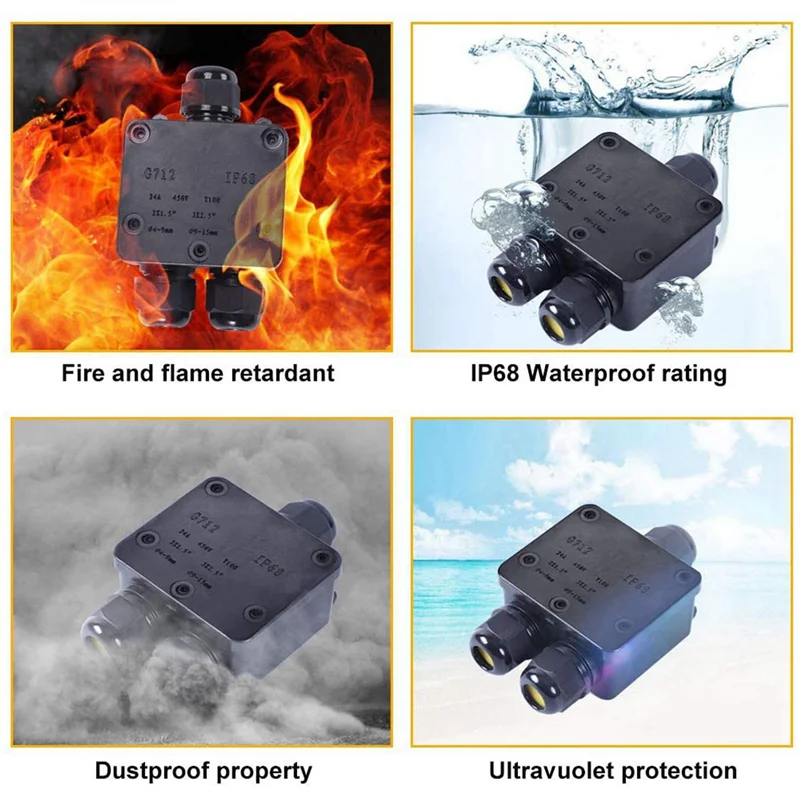 ABSE-5X Waterproof Junction Box IP68 Outdoor Gland Electrical Junction Box With 3 Cable Connector For 4-15 Mm Diameter Cable