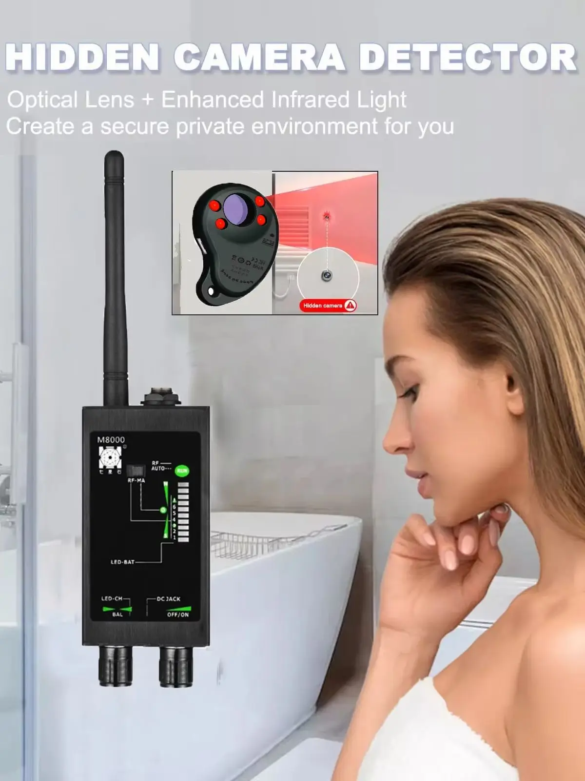 M8000 Hidden Camera Detector, Bug Detector, GPS Tracker Detector for Hotel Car Office view 2