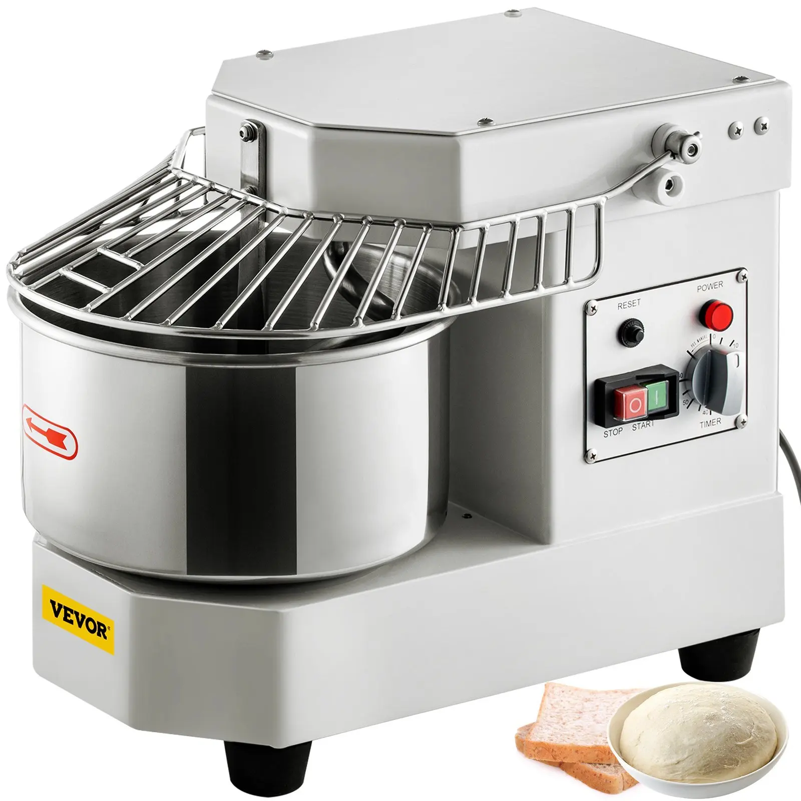 Commercial Food Mixer, 8.5Qt Capacity, 450W Dual Rotating Dough Kneading Machine with Food-grade Stainless Steel Bowl