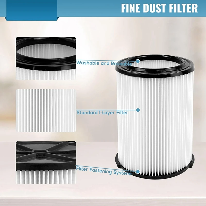 VF4000 Replacement Cartridge Filter For Ridged 72947 Wet Dry Vac 5 To 20-Gallon 6-9 Gal Husky,2 Pack