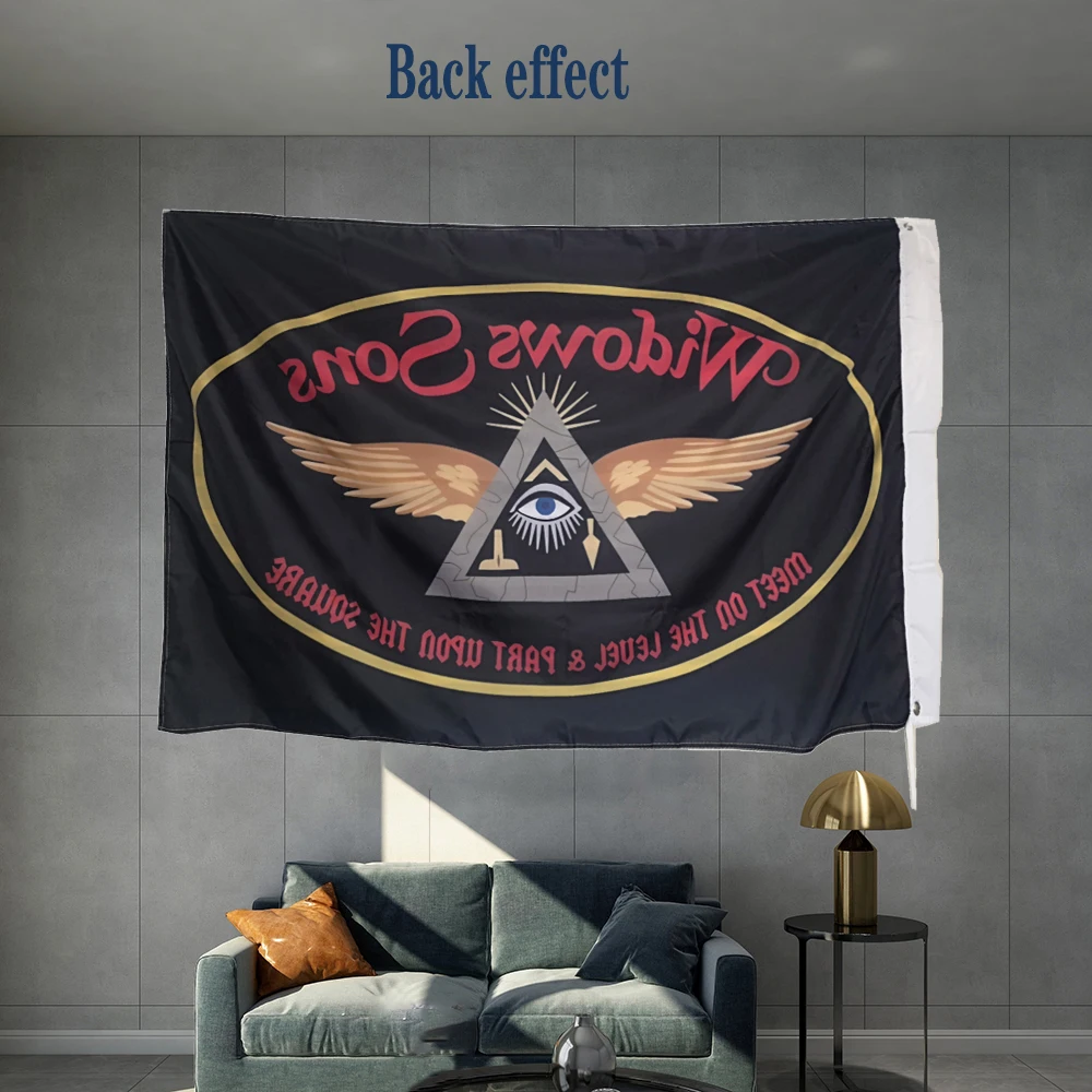 Widows Sons Masons Union Masonic Flag  Polyester Shaft Cover Brass Grommets Design Outdoor Advertising Banner Decoration Party