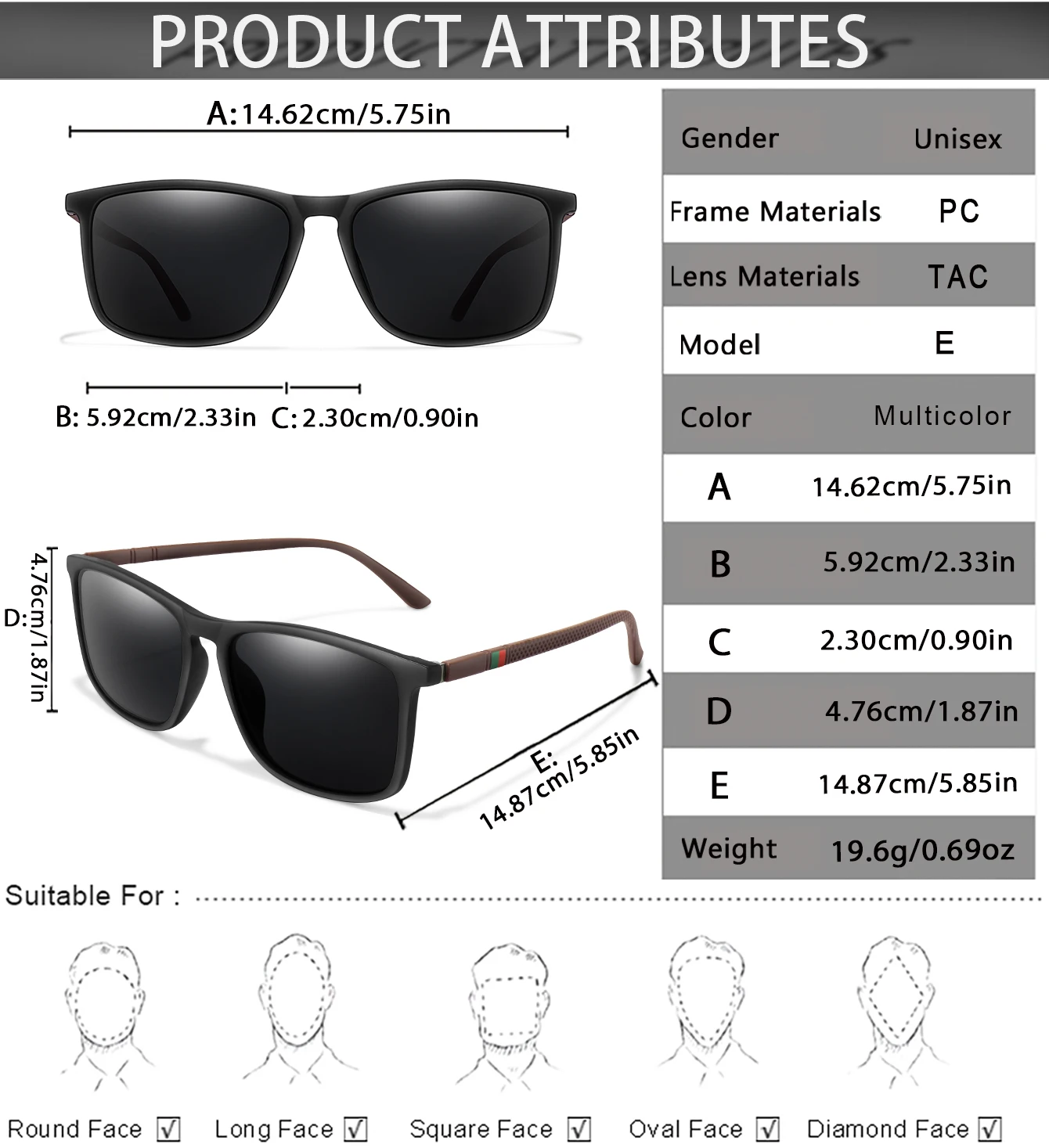 Männer Frauen Mode Radfahren Sonnenbrille Reisen Fahren Angeln Männlichen Brillen UV400 Luxus Platz Vintage Polarisierte Sonnenbrille – Detail 2