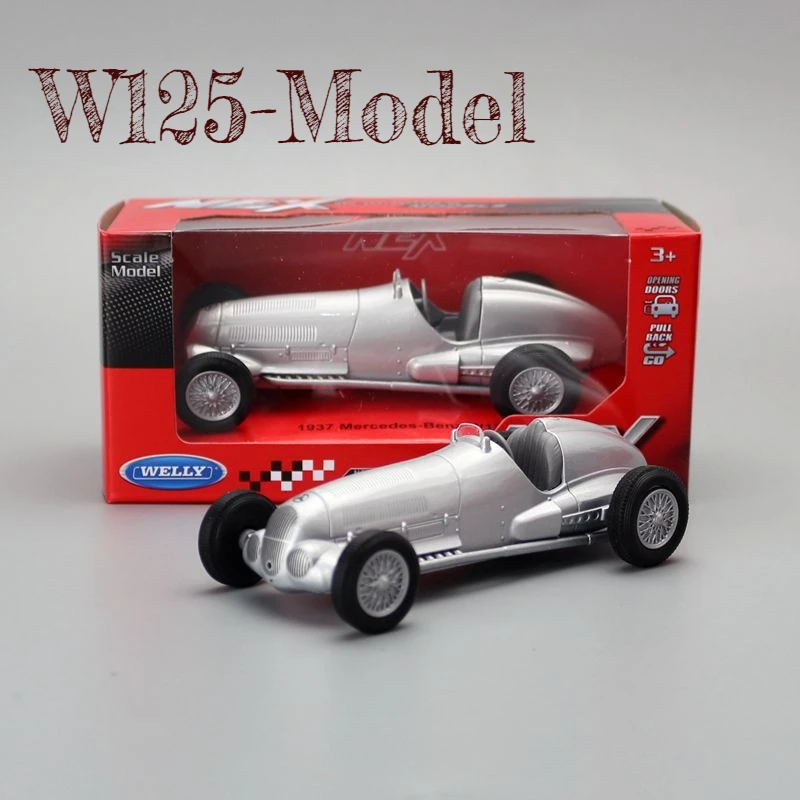 Welly toy car model 1937 Mercedes-Benz W125 classic car pull back living room room tabletop ornament