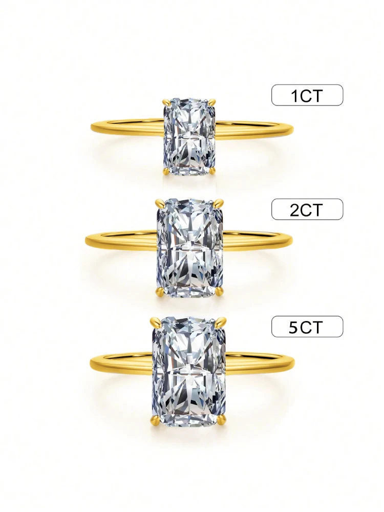 

925 Sterling Silver 1-5CT Zircon Gorgeous Shiny Rectangle Ring For Women Engagement Wedding Luxury High Quality Fine Jewelry