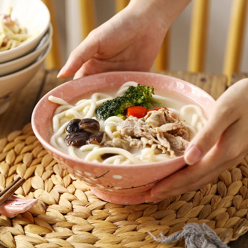 Japanese Style 7-inch Bucket Bowl Hotel Ramen Bowl Sushi Hotel Noodle Creative Large Snowflake Porcelain Salad
