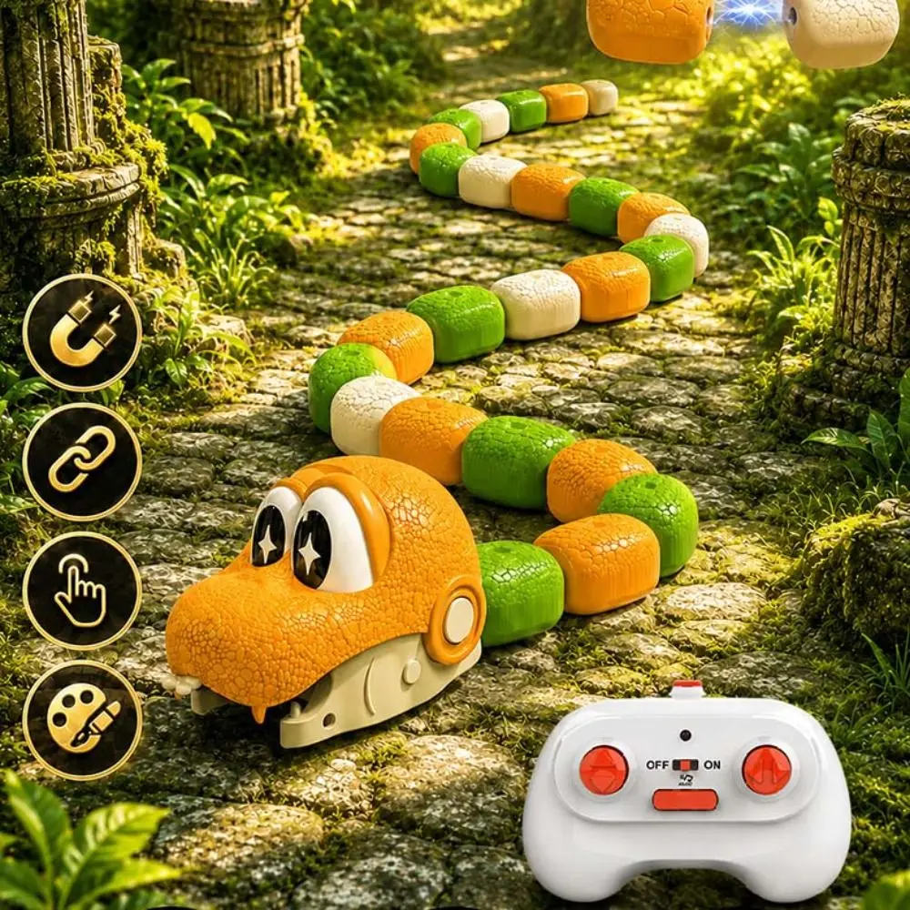 Vehicle Magnetic RC Snake Car Interactive Bead Eating Greedy Snake Car Desktop 2 Players Magnetic RC Car Boys