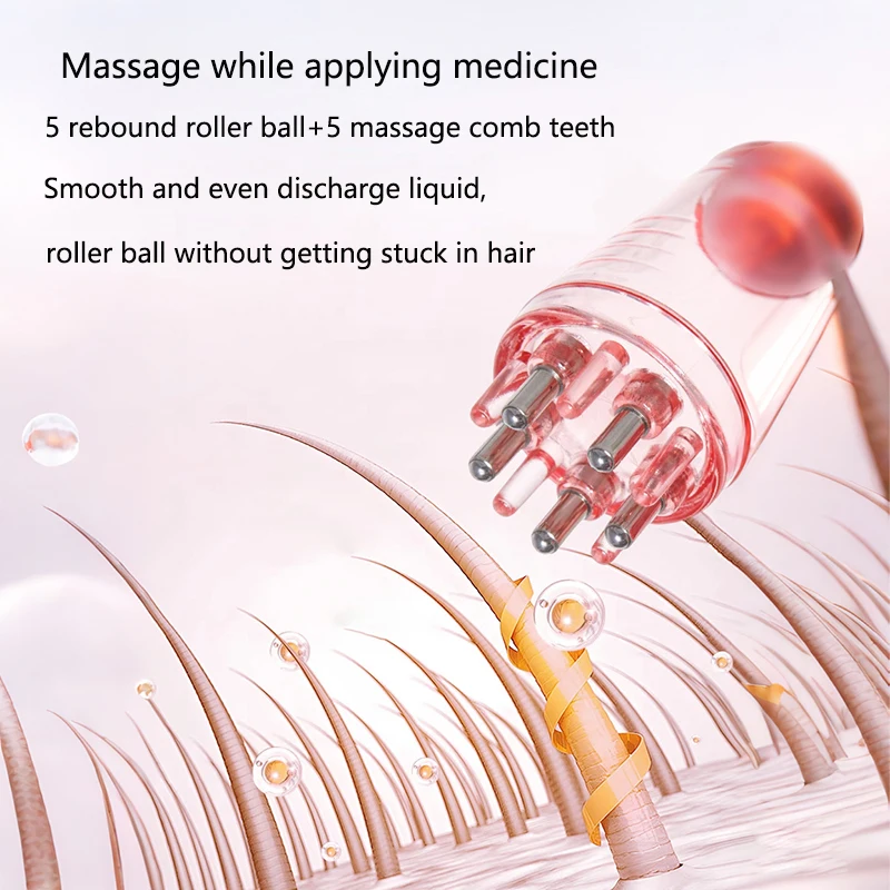 فارغة 6 مللي فروة الرأس قضيب صغير رئيس مدلك فرشاة الكرة الدوارة لنمو الشعر النفط الطب السائل قضيب تدليك مشط #3