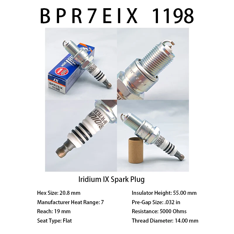 1pcs Original NGK Iridium Spark Plug BPR7EIX 1198 Suitable For B7ES BR7ES BPR7ES