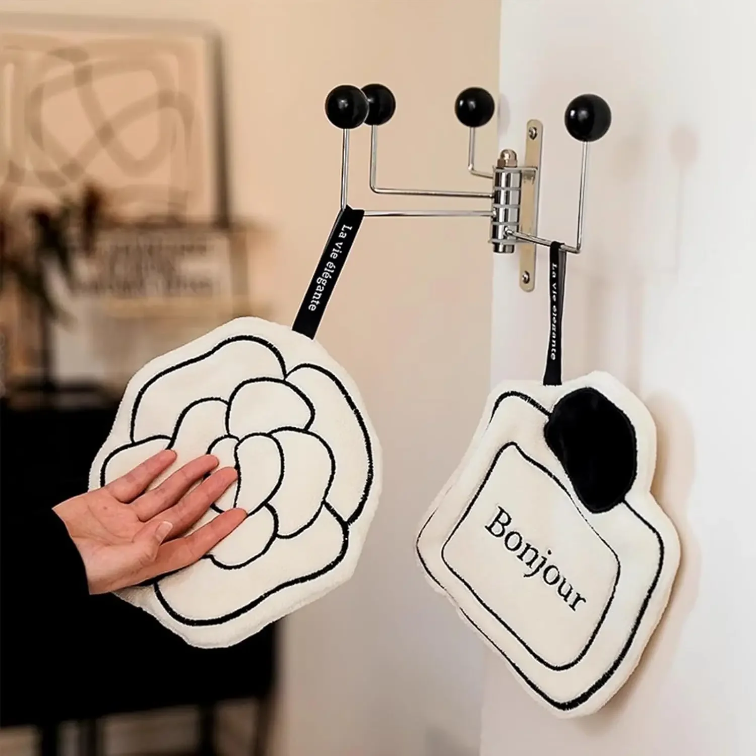 

Hand Towel Soft and Skin-friendly Face Towel Hanging Double-layer Thickened Speed Dry Absorbent Hand Cloth for Kitchen Bathroom