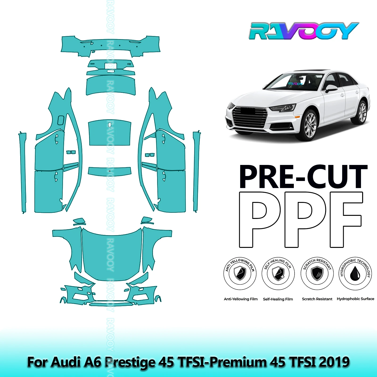 

Full Vehicle Clear Bra Precut PPF Paint Protection Film For Audi A6 Prestige 45 TFSI-Premium 45 TFSI 2019