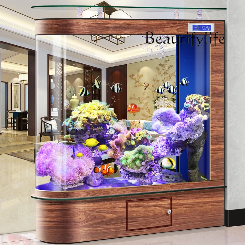 

Fish tank entrance door, small and medium-sized ecological cycle floor-to-ceiling living room, new aquarium