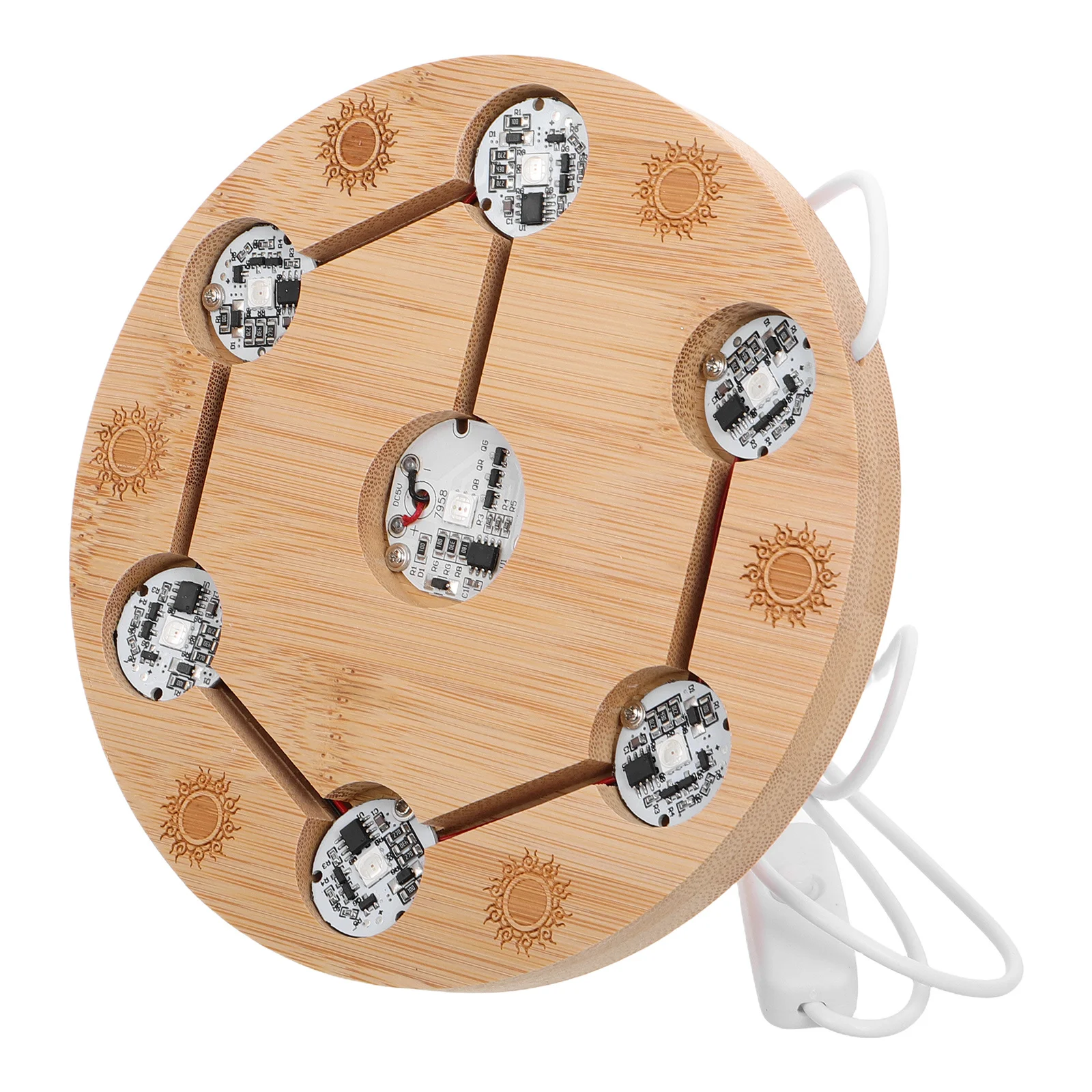 

Solid Wood Crystal Ball Stand LED Light Base Wooden Display Round Lighted Stand for Glass Art Display LED Light Base
