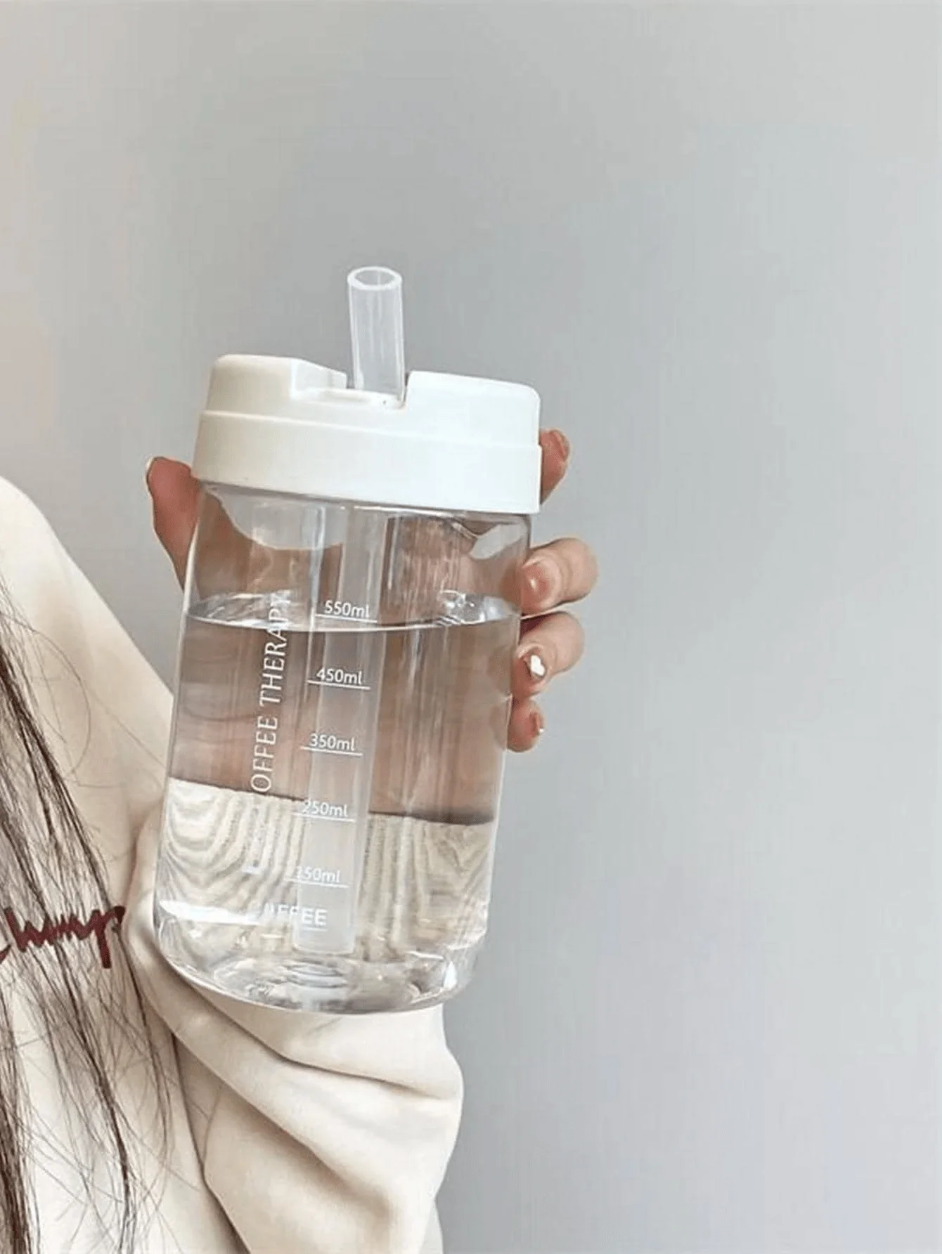 1 pcs 550ML transparent water bottle, portable outdoor water cup for girls