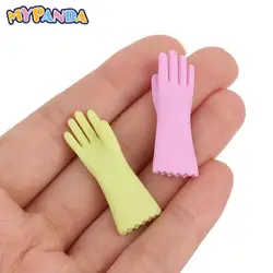 Guantes en miniatura para casa de muñecas, guantes para hornear, manoplas de lavandería, modelo de decoración, juego de simulación para niños, accesorios para casa de muñecas, 1 par