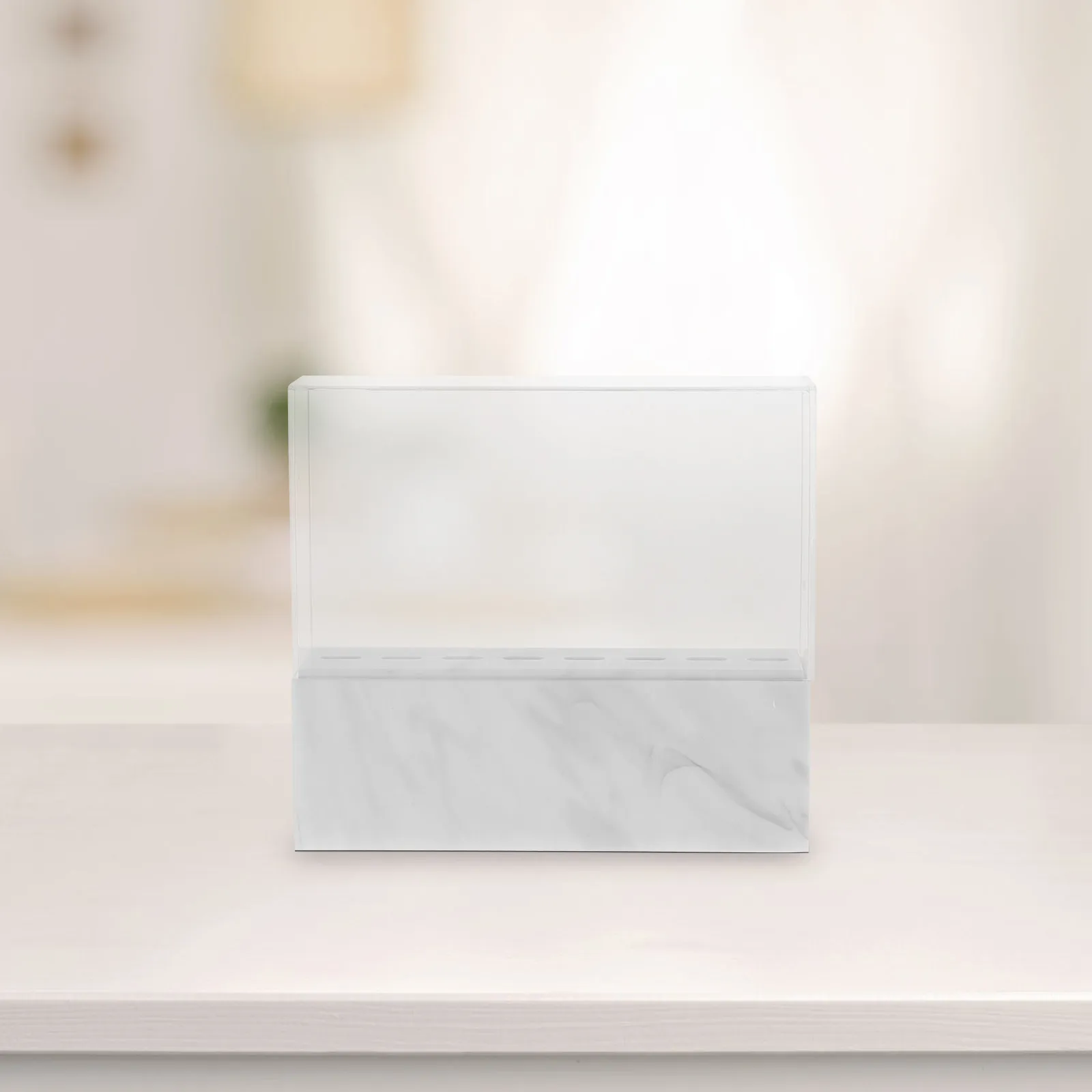 

8-Hole Acrylic Tweezer Holder with Elegant Marble Design Tweezers Display Stand for Eyelash Extensions Makeup Brushes