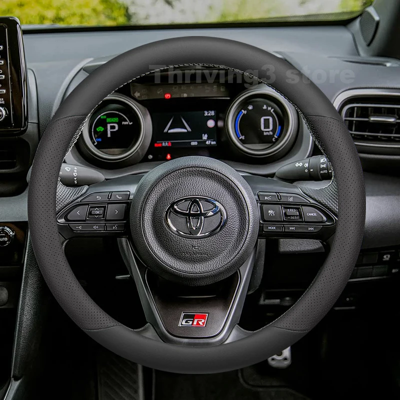Leather Car Steering Wheel Cover For Toyota YARIS Cross Hybrid GR Sport 2020-2025 Auto interior Toyota YARIS Cross Accessories