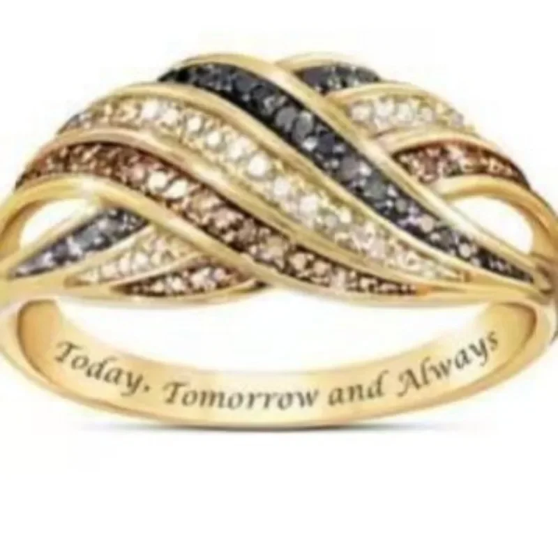 Creative Three-Color Diamond Ring, European and American Popular Women's Engagement Ring