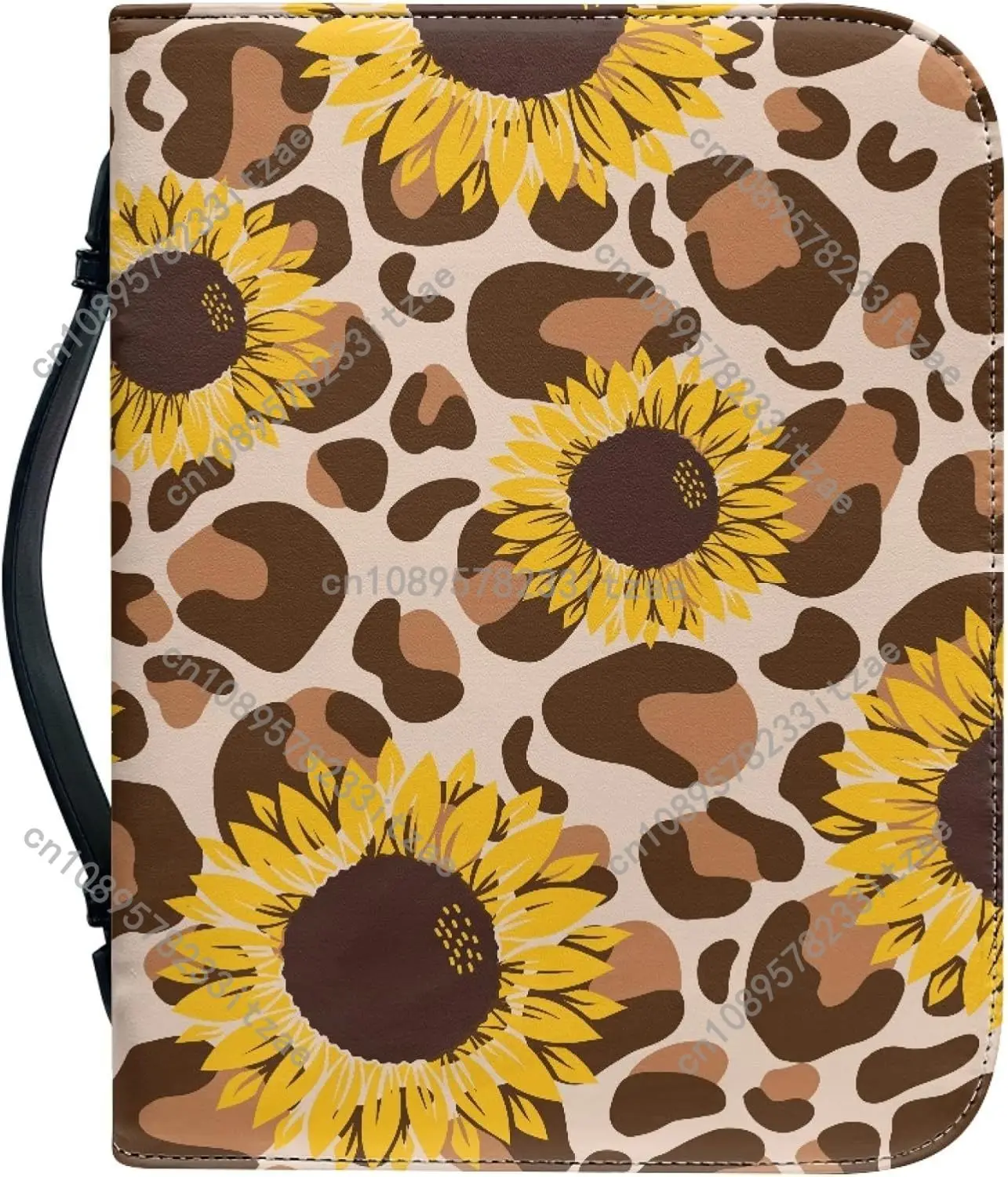 Cute Sunflower Pattern Bible Cover Floral Bible Case Protect with Handle and Zipper for Scripture Study for Women Men Gift