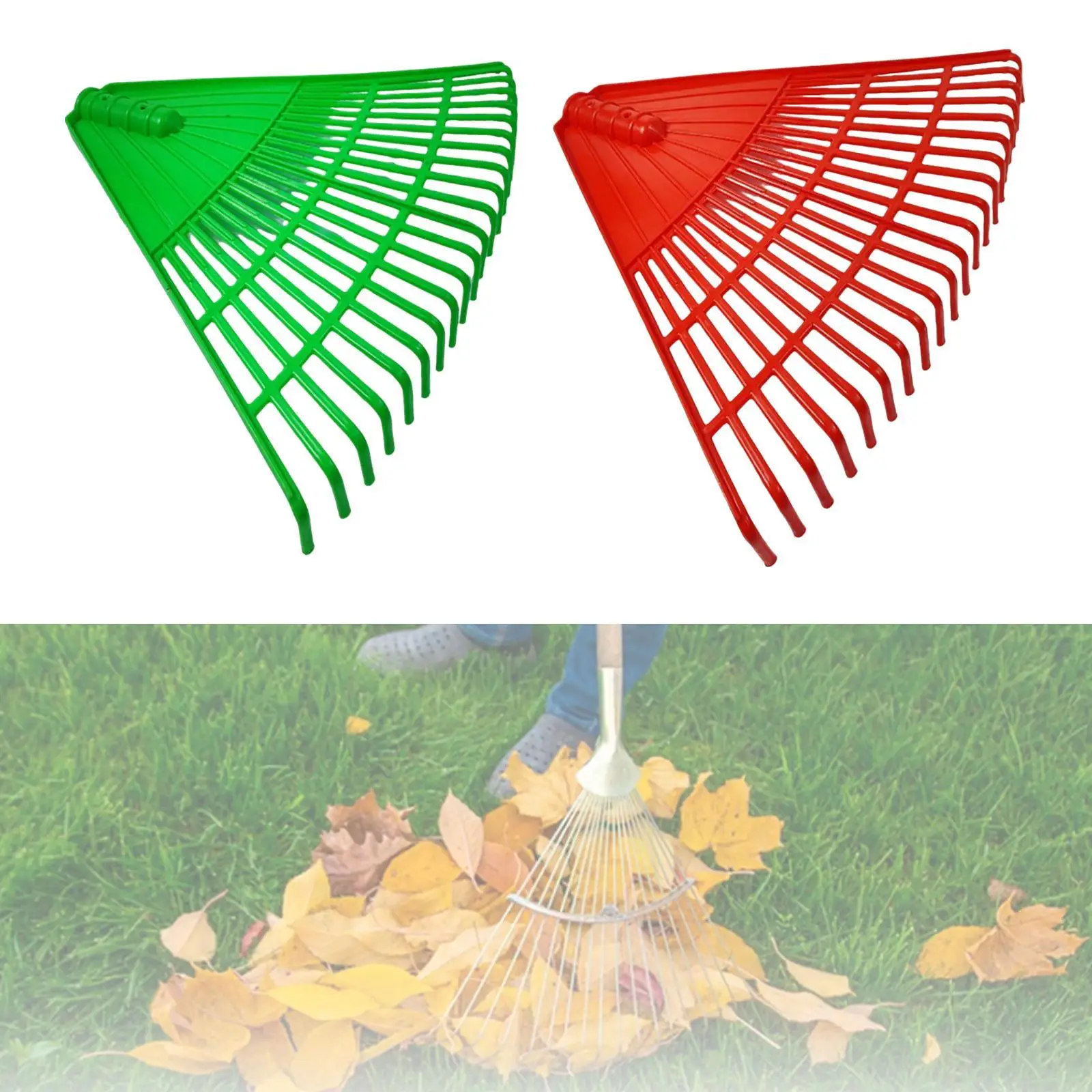 

Garden Leaf Rake Head Pp Multifunctional for Spring Shrub Grass Lightweight Accessories Yards Leaf Remover with 21 Tines