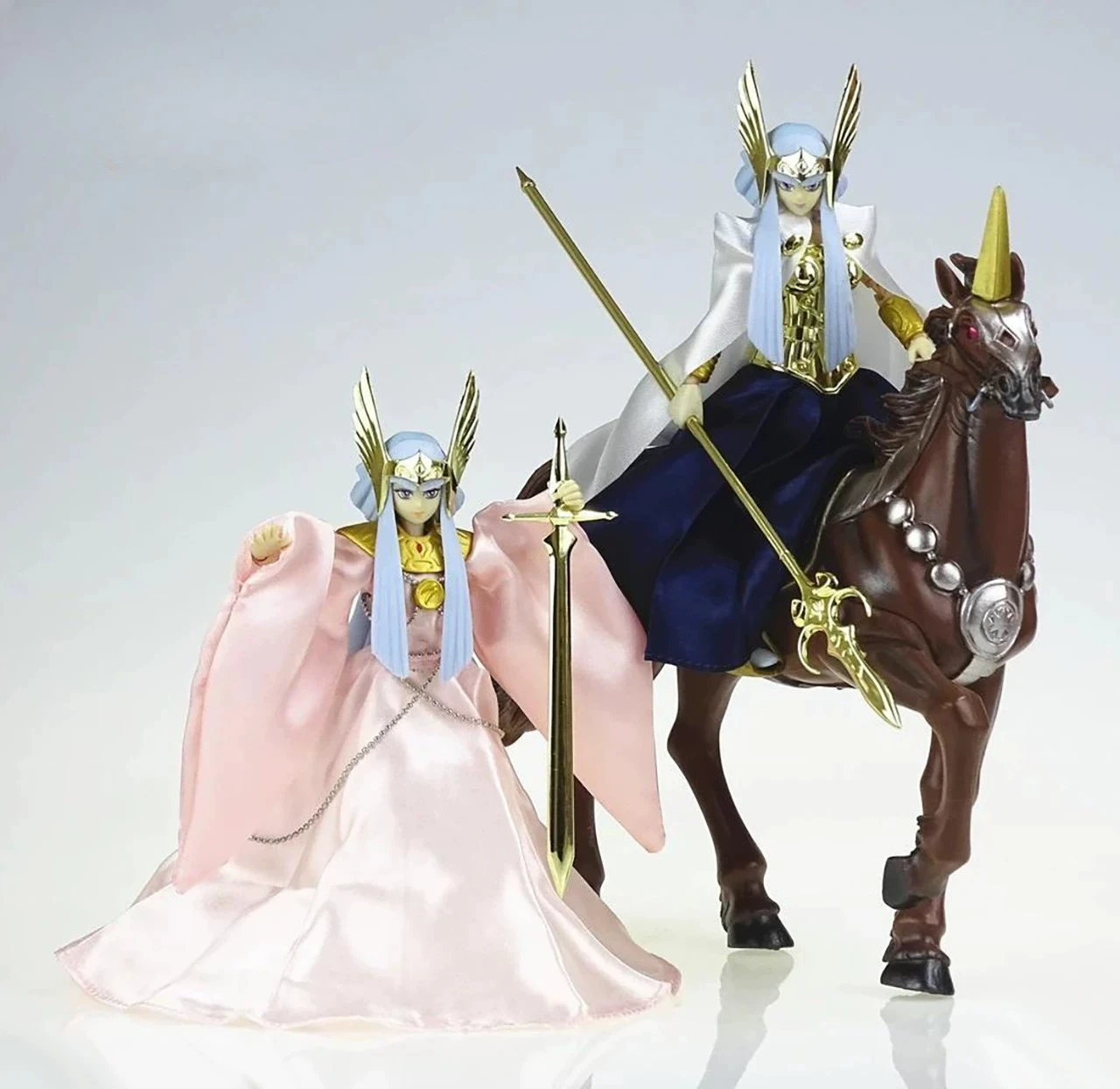 Em Estoque Saint Seiya Jimo Nordic Queen Siluda Luda Cavaleiro do Zodíaco Cavalo Branco Figura de Ação de Corpo Duplo com Bônus Especial, Brinquedo Colecionável, Presente