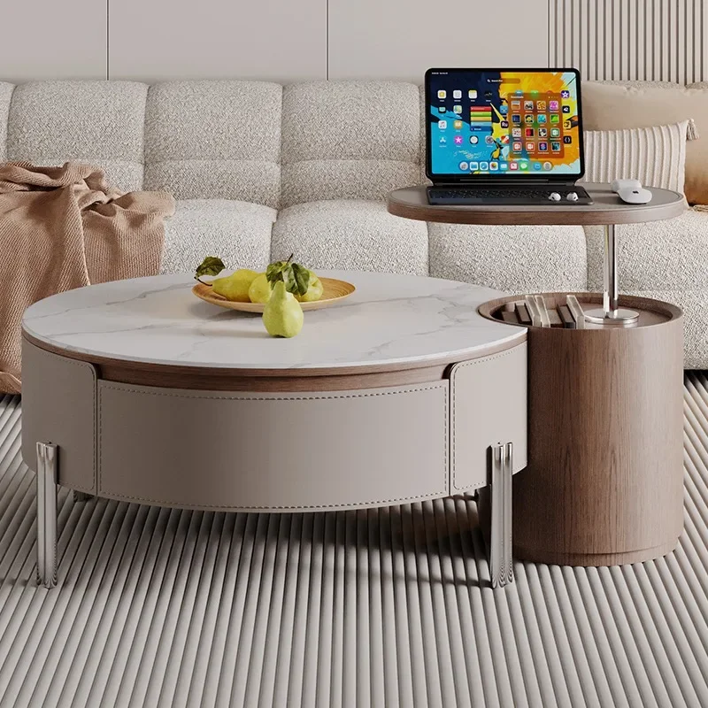 2025 new medieval style coffee table living room lifting small apartment home high-end designer rotating small coffee table