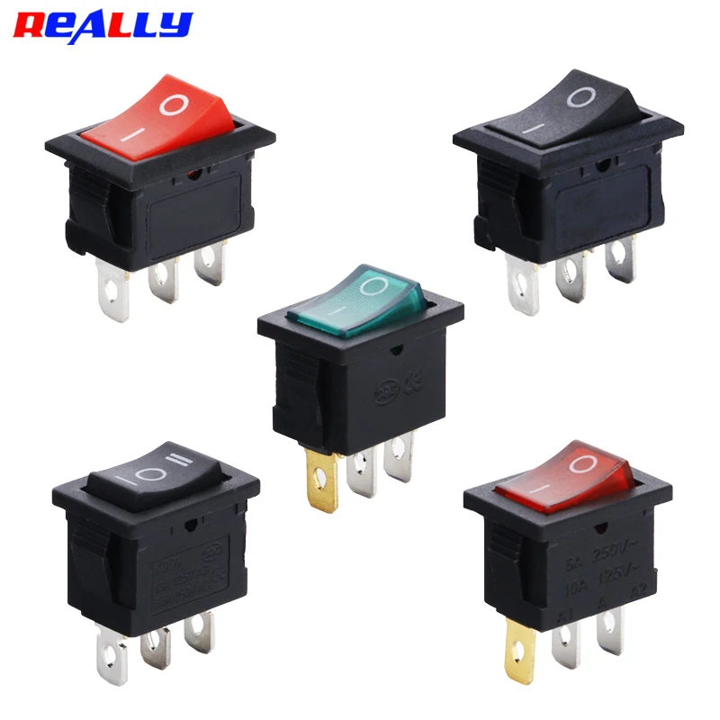 

10Pcs KCD1-102 Series 3 Pin Rocker Switch Power Switches 6A/250V 10A/125V AC 2/3 Position Button Mounting 15x21mm