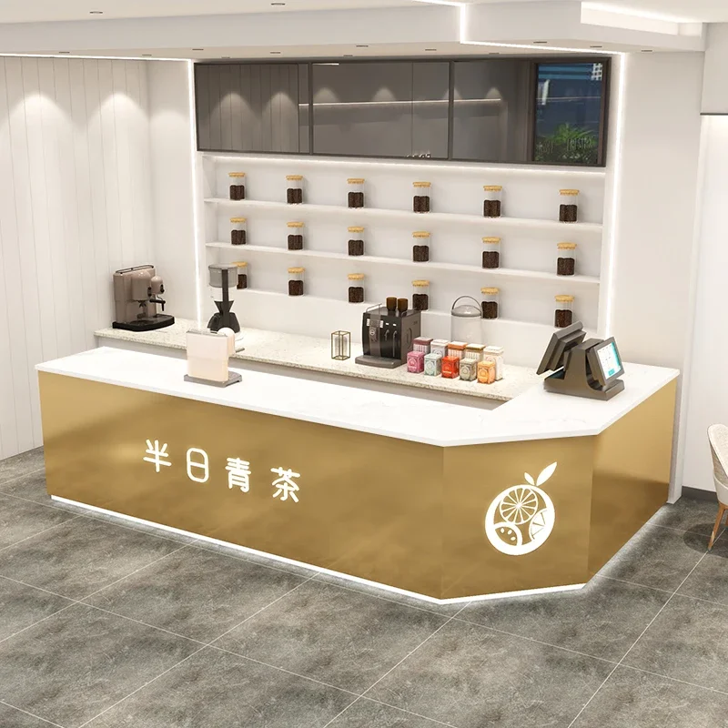 Cashier, clothing store, counter, beauty salon, milk tea shop, minimalist modern small shop, bar counter