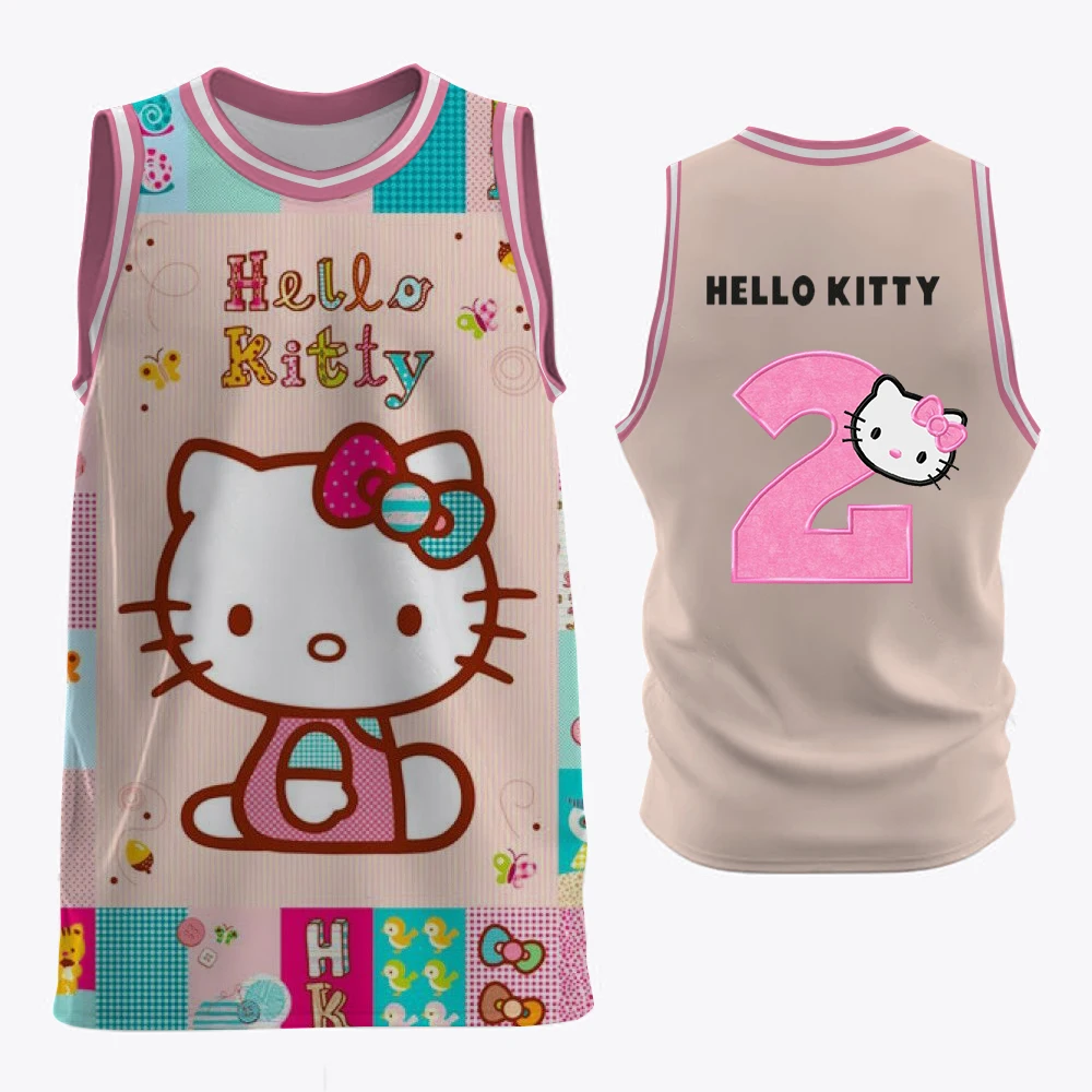 

Summer vest 3D printed Hello Kitty basketball outdoor indoor sweat wicking men's and women's sports vest