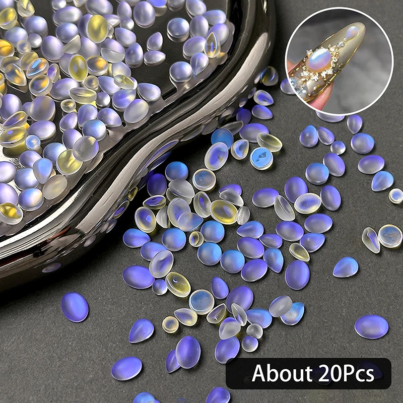 20 Stuks Blauwe Tranen Nagelaccessoires Blauw Paars Gepolariseerd Cat Eye Matglas Boor Nail Art Design Decoratie Accessoires Diy