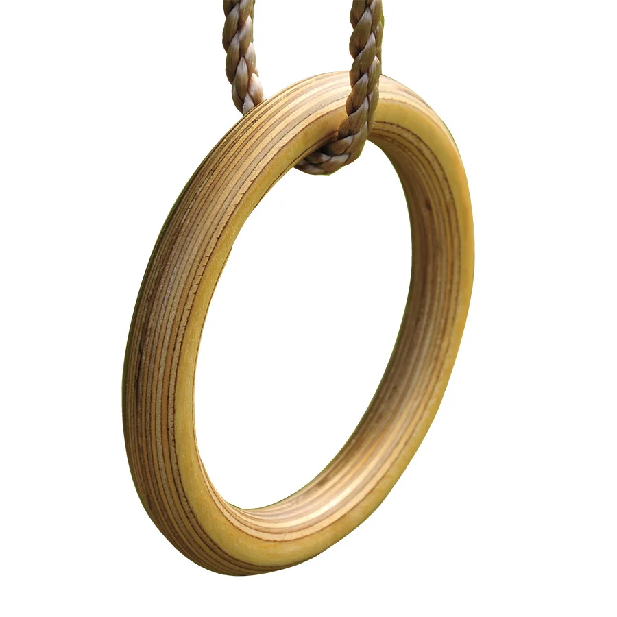 Children's Swing Wooden Ring Outdoor Indoor Climbing Wooden Round Ring with Rope Outdoor