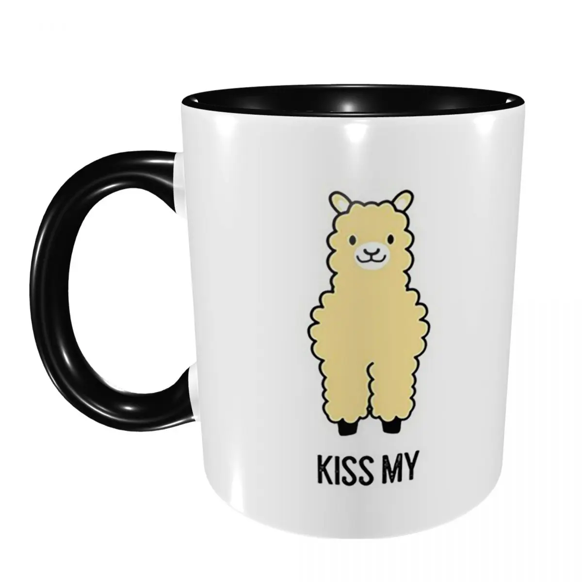 2-Sided Kiss My Alpacass Funny Alpaca Llama Mug Funny Ceramic Coffee Cups Tea Mugs Milk Cup Drinkware Gifts for Friends