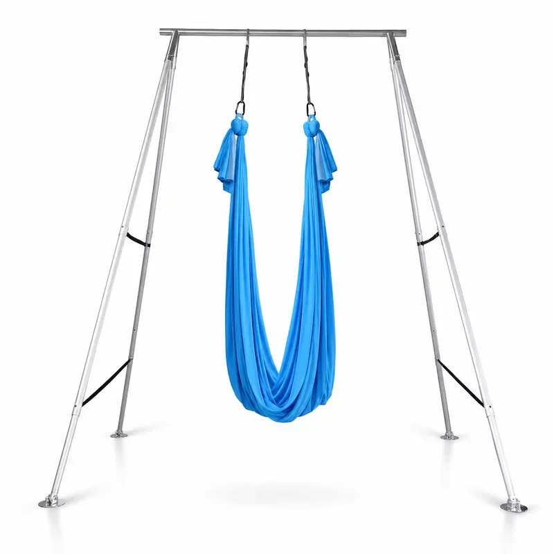3.4m Adjustable Height Aluminum Silver Yoga Swing Hammock Frames Stand 200kg Load Capacity Durable Portable Multifunction