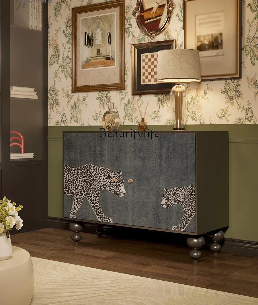 

FG43*French retro locker living room dining room multi-function installation-free solid wood cabinet