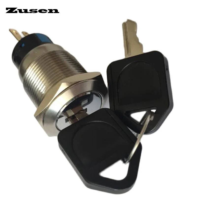 Zusen 19mm Metal Key Switch 2Positions/3Positions Fixed IP65(ZS19-11Y/21/S)