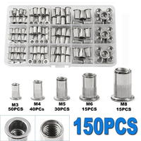 150Pcs Rivet Nuts Aluminum Alloy Heavy Duty Threaded Insert Nutsert Rivnuts for Riveter Riveting Nut Gun Tools