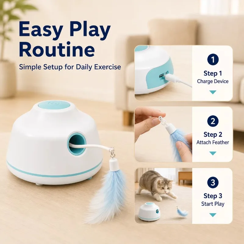Interactive Motion-Activated Toy for Indoor Hunting Instinct, Daily Enrichment & Physical Exercise
