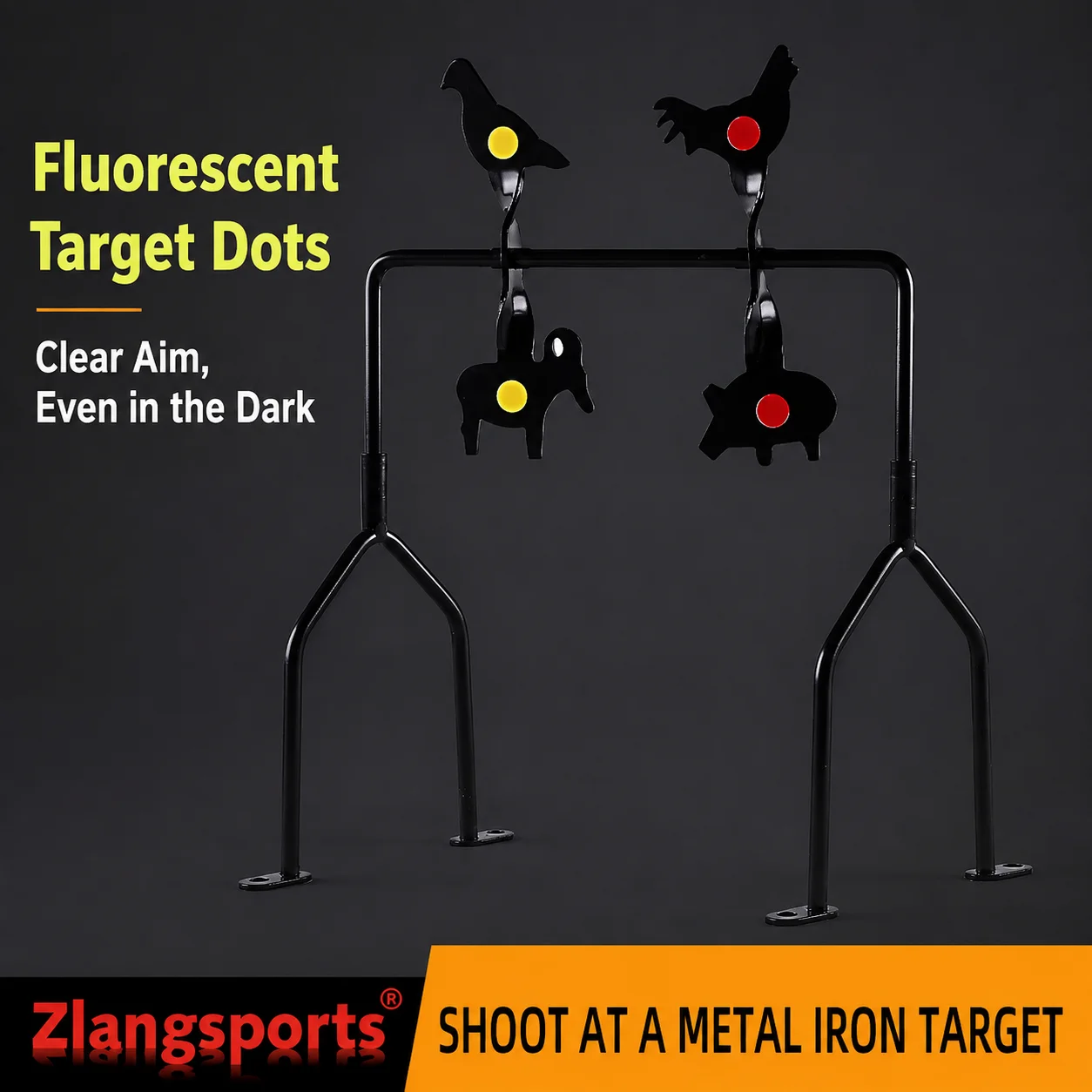 Zlang Cible MéTallique Rotative Avec Support Fixe De RéInitialisation Animaux Tir Cibles En Fer D'entraîNement Pour Airsoft, Fusil à Air, Pistolet à Air Comprimé-image