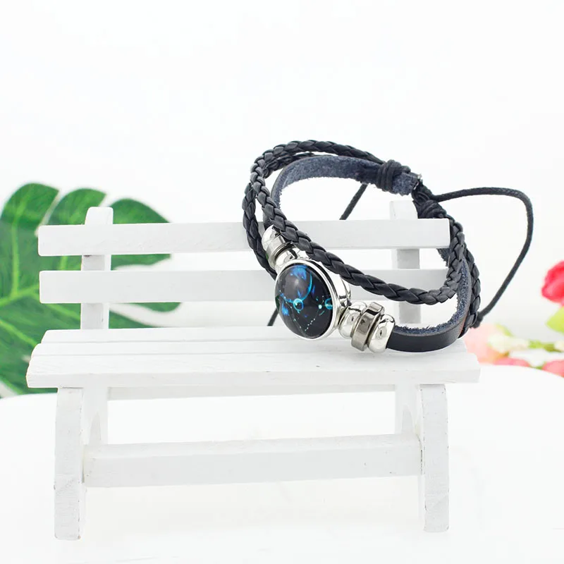 JWEIJIAO قوس قزح مثلي الجنس مثليه ثنائي الجنس المتحولين جنسيا رمز نمط بولي Leather الجلود سوار الزجاج كابوشون قبة حلية مجوهرات BT42-25