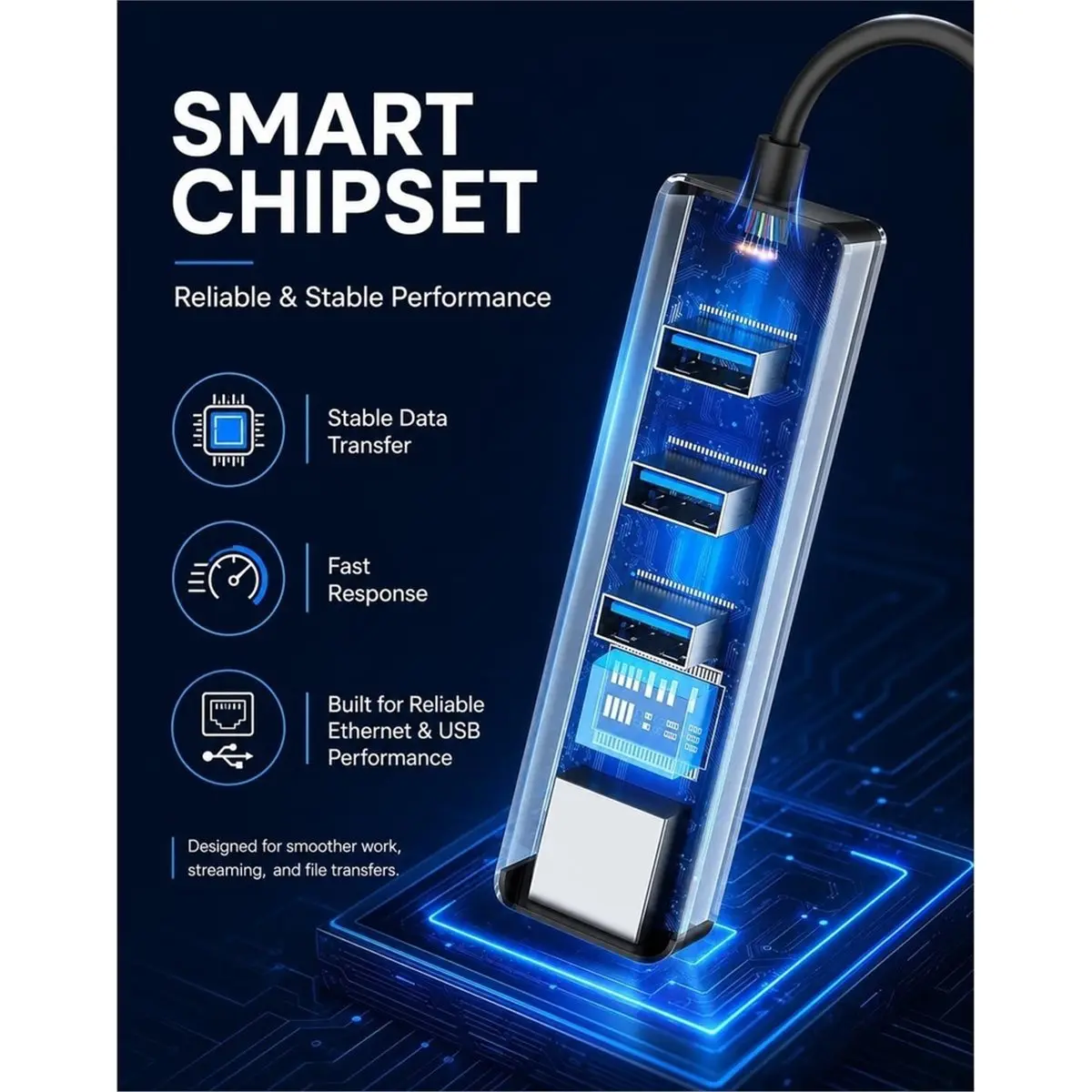 4in1 TYPE C Hub with Gigabit Ethernet Adapter, 3 USB 3.0 Ports, Plug-and-Play RJ45 Network Adapter for Laptop Cell Phone