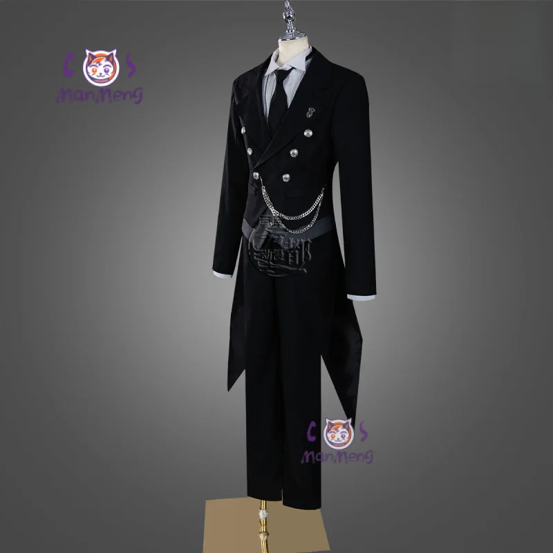 

Anime Black Butler Sebastian·Michaelis Cosplay Costume Shirt vest jacket pants gloves pocket watch tie set Halloween tuxedo suit