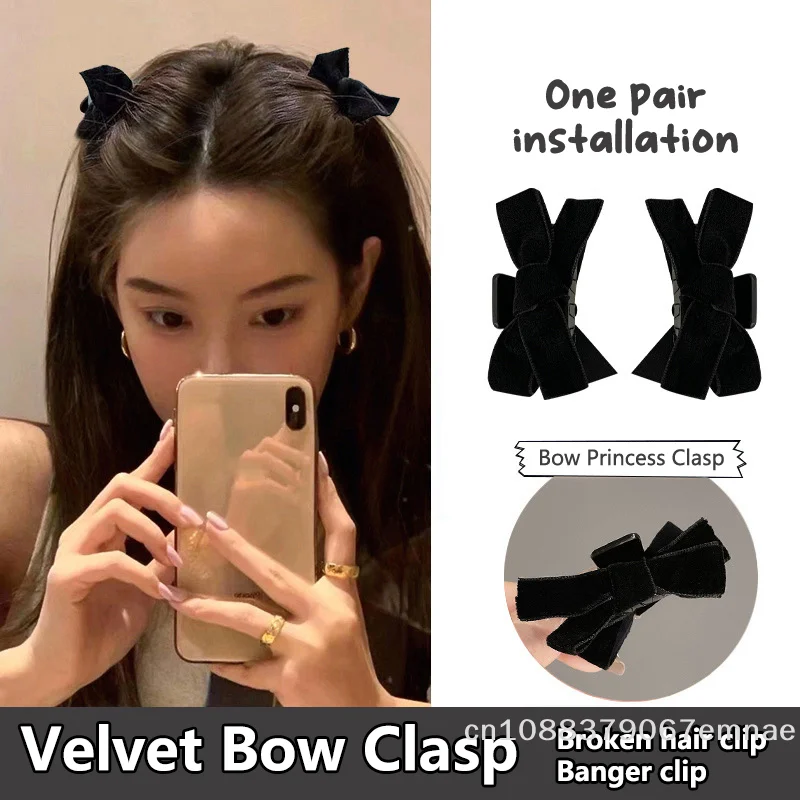 [ZYAS] 1 Stück Süße Schleifen-Haarspange, kleine Haarklammer, Prinzessinnen-Samt-Schleifen-Haarspange, Haarschmuck für Mädchen und Frauen, koreanische Haaraccessoires