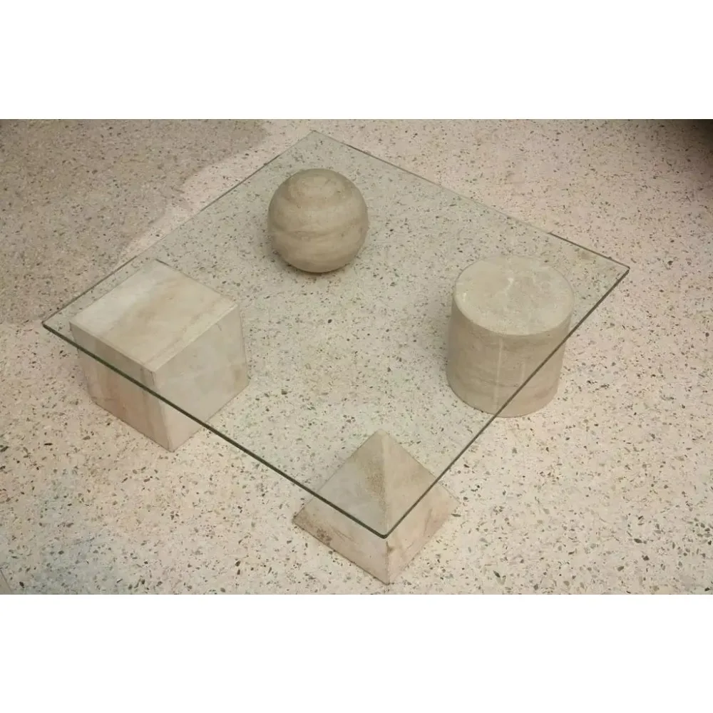 Nordic Luxury Marble Coffee Table Square Glass Table Top Customized Legs Travertine Coffee Table