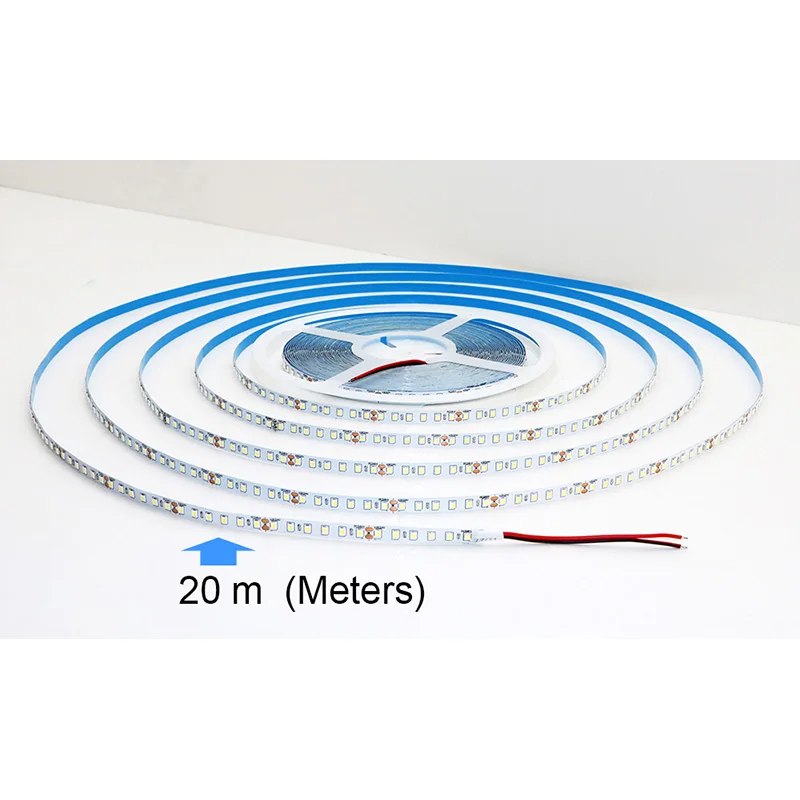 단일 스트립 5 미터 10 미터 15 미터 20 미터 길이 LED 스트립 유연한 절단 가능 전체 길이 5m 10m 15m 20 m 소프트 램프 바, 2835 DC24V 120LEDs/m 백광 난광 무압 강하 LED 램프 중성광 3000K 4000K 6500K 가정용